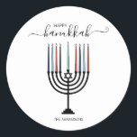 Hanukkah Menorah Holiday Sticker<br><div class="desc">Personalisieren Sie den benutzerdefinierten Text oben. Weitere Koordinationsgegenstände finden Sie in unserer Kollektion "Geschenke und eine Menorah".</div>