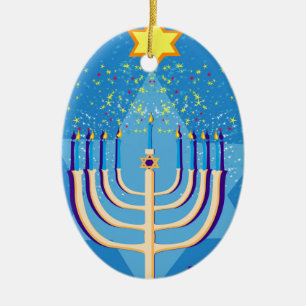 hanukkah menorah keramik ornament
