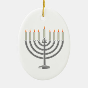 Hanukkah menorah keramik ornament