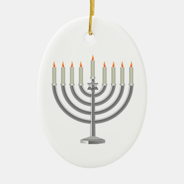 Hanukkah menorah keramik ornament (Vorne)