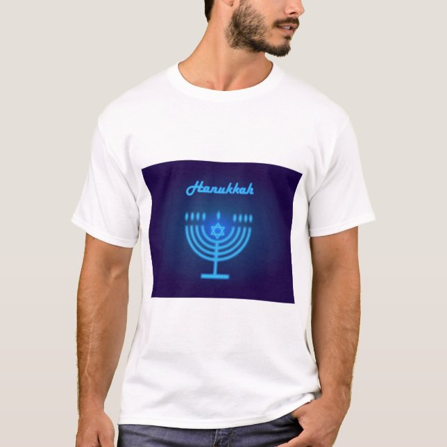Hanukkah Menorah Lichterfest Dekoration T-Shirt (Vorderseite)