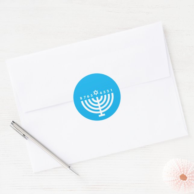 Hanukkah Menorah Light Blue Umschlag Aufkleber (Umschlag)