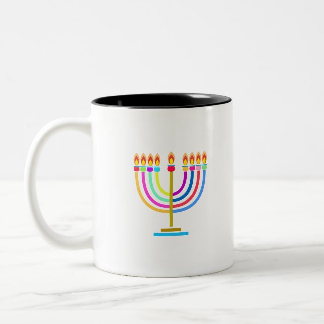 Hanukkah Menorah Lights Holiday Symbol Zweifarbige Tasse (Links)