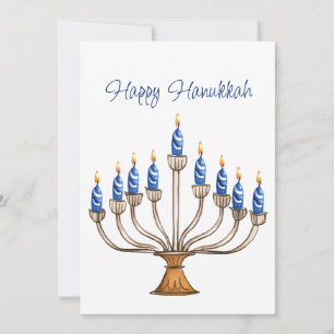 Hanukkah Menorah mit blauen, weißen brennenden Ker