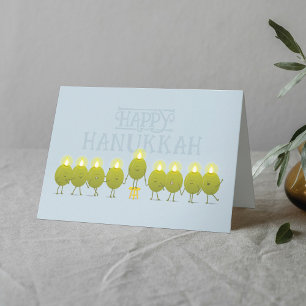 Hanukkah Menorah Olebt, Blauer Blauer Falten Grupp Karte