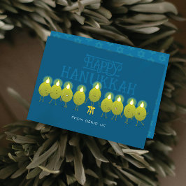 Hanukkah Menorah Olives | Aquamarin Blue Group Feiertagskarte