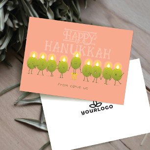 Hanukkah Menorah Olives Logo der Firma Peach Feiertagskarte