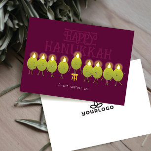 Hanukkah Menorah Olives   Logo der Weingesellschaf Feiertagskarte