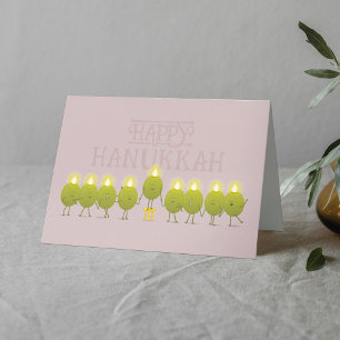 Hanukkah Menorah Olives, Mauve Folded Group Karte