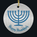 Hanukkah Menorah Ornament<br><div class="desc">.Hanukkah Menorah Ornament mit anpassbarem Text</div>