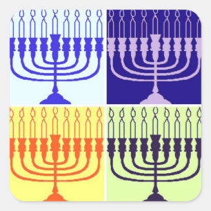 Hanukkah Menorah Quadratischer Aufkleber