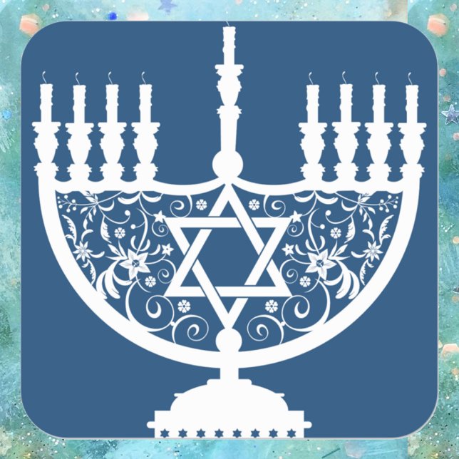 Hanukkah Menorah Quadratischer Aufkleber (Von Creator hochgeladen)