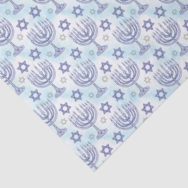 Hanukkah Menorah Star of David Doodle Art Style Seidenpapier (Ausschnitt)