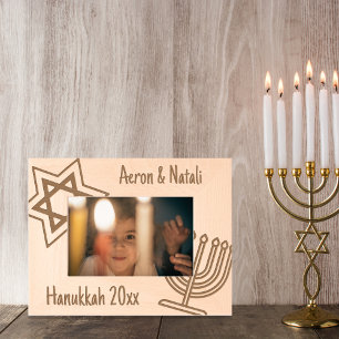 Hanukkah Menorah Stern von David Simple and Classi Geätzte Rahmen