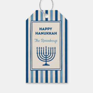 Hanukkah Menorah Stripes Trendy Custom  Geschenkanhänger
