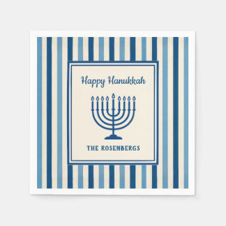 Hanukkah Menorah Stripes Trendy Custom  Serviette