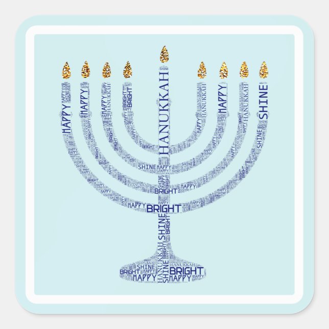 Hanukkah Menorah Typografie Stickers (Vorderseite)