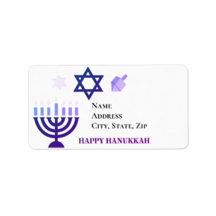 Hanukkah Menorah und Dreidels Adressaufkleber