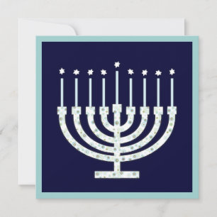Hanukkah Menorah with Candles in Polka Dot Einladung