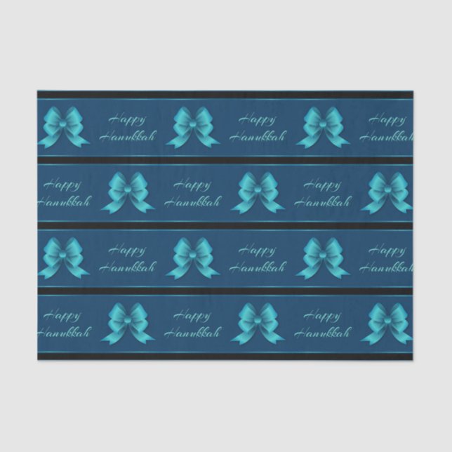 Hanukkah Metallic Bows & Stripes Seidenpapier (Vorderseite)