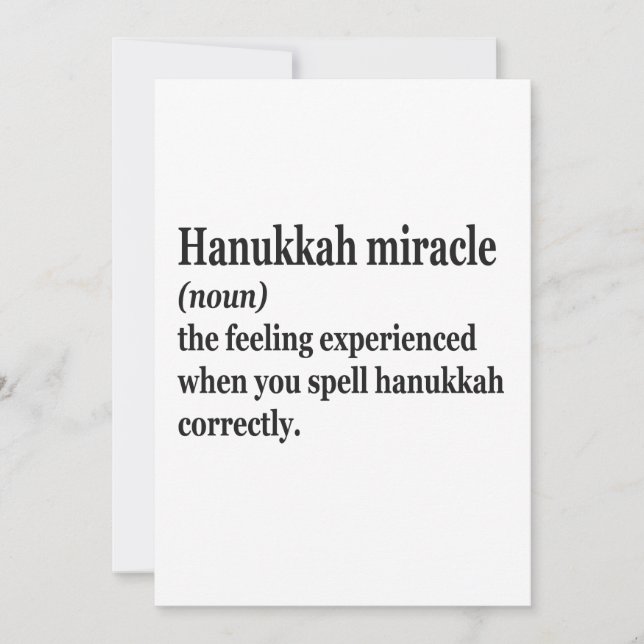 Hanukkah Miracle Funny Chanukah jüdische Definitio Einladung (Vorderseite)