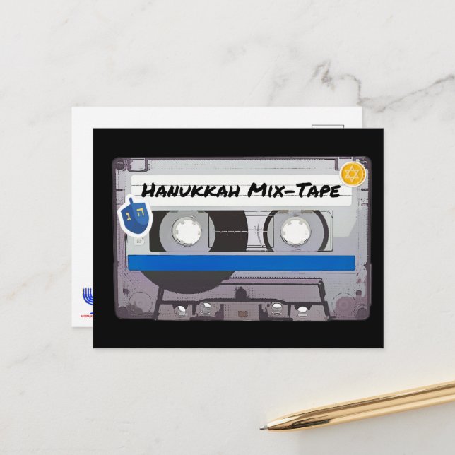 Hanukkah Mix-Tape Postkarte (Vorderseite/Rückseite Beispiel)