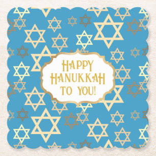 Hanukkah Modern Blue Gold Star von David Untersetzer