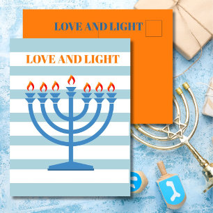 Hanukkah Modern Menorah Blue Grußkarte Postkarte