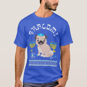 Hanukkah Mops Dog Shalom Menorah Yarmulke Hanukkah T-Shirt
