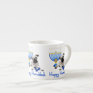 Hanukkah Mops mit Menorah und Dreidels Espressotasse