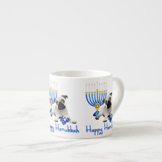 Hanukkah Mops mit Menorah und Dreidels Espressotasse