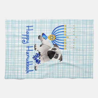 Hanukkah Mops mit Menorah und Dreidels Geschirrtuch