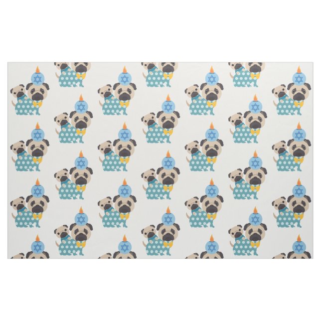 Hanukkah Möpsen Fabric Stoff (Fat Quarter (45,7 x 55,9 cm))