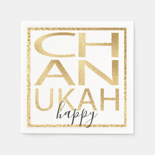 Hanukkah Napkin personalize Chanukah Happy Gold Serviette