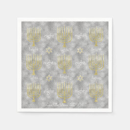 Hanukkah Napkin personalize "Elegant Menorahs" Serviette