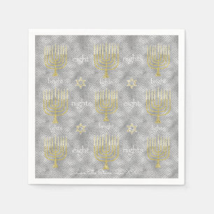 Hanukkah Napkin personalize "Elegant Menorahs" Serviette