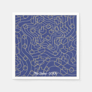 Hanukkah Napkin personalize "Stars & Dreidels" Serviette
