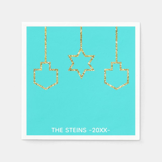 Hanukkah Napkins personalisieren "Golden Charms" Serviette (Vorderseite)