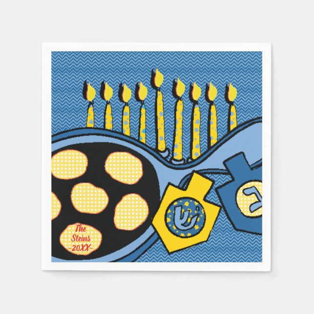 Hanukkah Napkins personalisieren "Latkes & Lights" Serviette (Vorderseite)