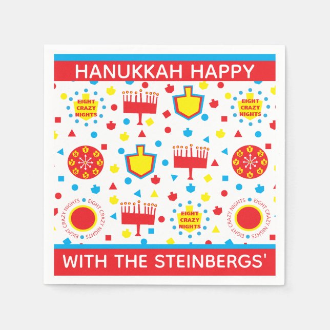 Hanukkah Napkins Personalisieren Sie die FARBILLE  Serviette (Vorderseite)