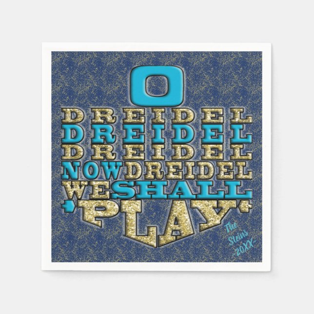 Hanukkah Napkins personalize "Dreidel Play" Serviette (Vorderseite)