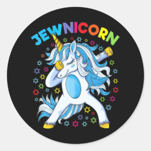 Hanukkah Niedlich jüdisches Einhorn Girl Dabbing Runder Aufkleber