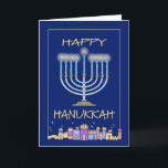Hanukkah Night Feiertagskarte<br><div class="desc">Chanukah / Hanukkah Ferienkarte. Feiern Sie das Lichterfest mit Familie und Freunden. Innen ist anpassbar "Möge diese Chanukah und alle Tage,  die darauf folgen,  mit Freude,  Schönheit und Schalom gefüllt werden."</div>