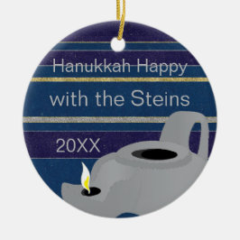 Hanukkah "Oil Lamp/Gold" Circle Ornament