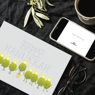 Hanukkah-Oliven-Menora Graues Firmenlogo Karte