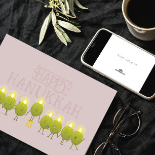 Hanukkah-Oliven-Menora   Mauve Firmenlogo Karte