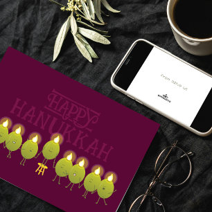 Hanukkah-Oliven-Menora Wein Unternehmenslogo Karte