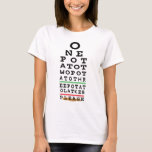 Hanukkah One Potato Two Latkes Basic TShirt<br><div class="desc">Hanukkah Menorah "One Potato Two Potato Three Potato Latkes Bitte"/Eye Chart Women's Basic T - Shirt Wählen Sie aus vielen verschiedenen Farben, Stile und Größen für dieses Design! Danke, dass du angehalten und eingekauft hast! Viel geschätzt! Happy Chanukah/Hanukkah! Über diesen Produktstil: Women's Basic T - Shirt Dieser T - Shirt...</div>