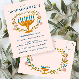 HANUKKAH Party Einladung Blumenkranz CUSTOM Postkarte