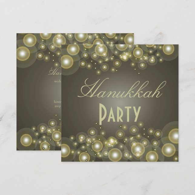 Hanukkah-Party Einladungen, Champagnerblasen Einladung (Vorne/Hinten)